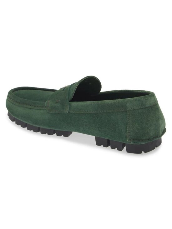 Ferragamo Dougan Men\'s Suede Penny Loafers Forest Green Shoes Size 12 / US 13 main image 5